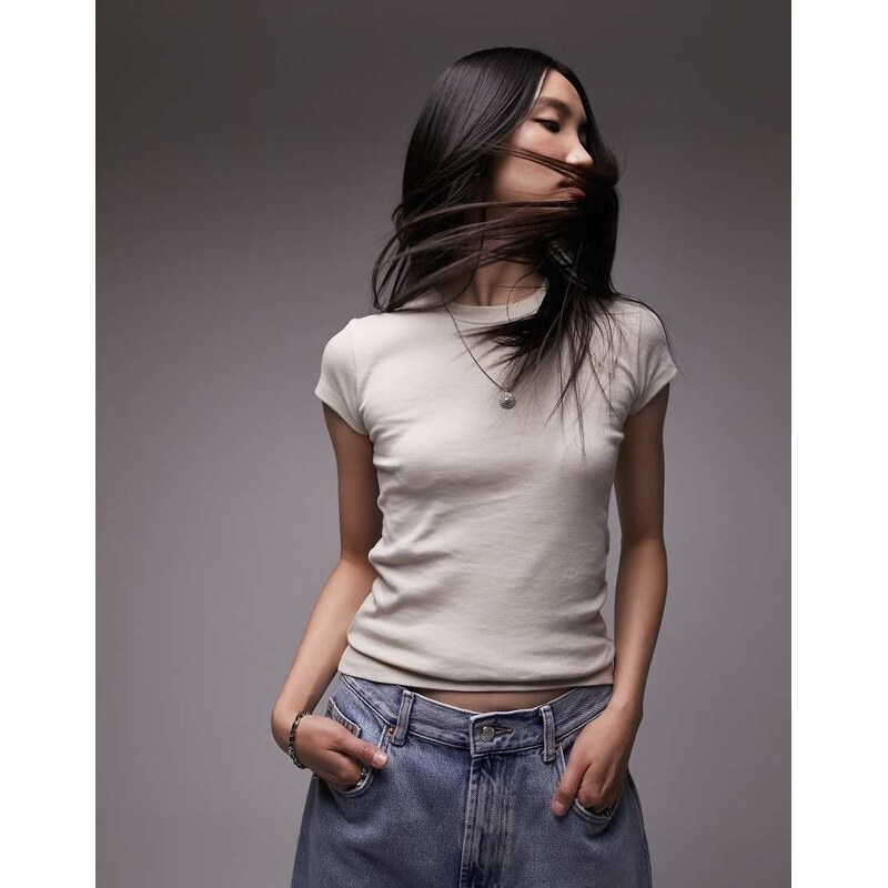Topshop everyday tee in stone-Neutral 106188162
