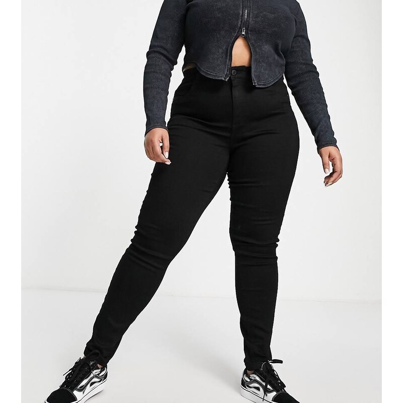 Noisy May Curve high waisted skinny jeans in black