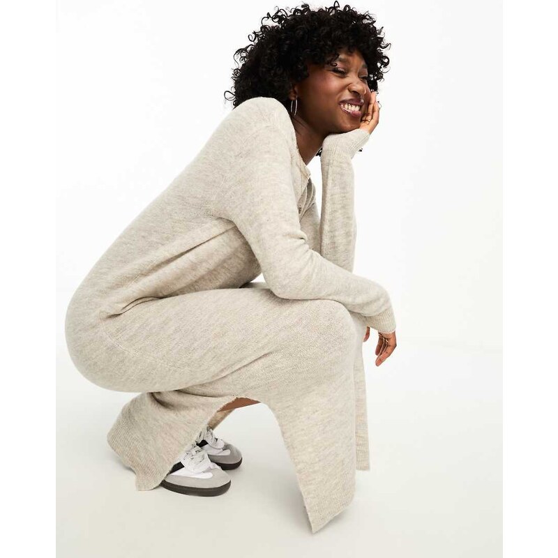 Vero Moda knitted jumper midi dress in cream-White