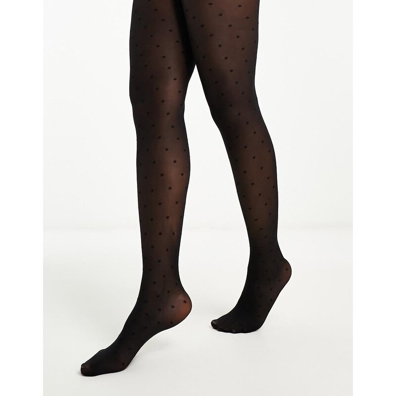 Pieces 20 denier polka dot tights in black 100060457