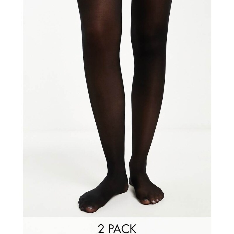 Pieces 2 pack 20 denier tights in black 100393371