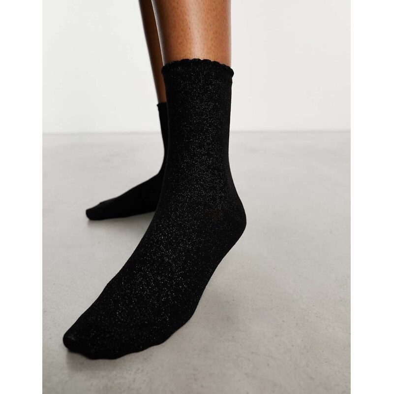 Pieces glitter socks in black