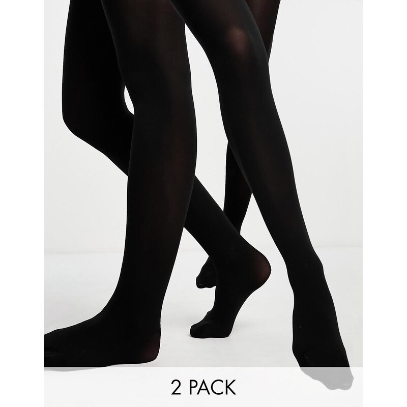 Pieces 2 pack 40 denier tights in black 100397247
