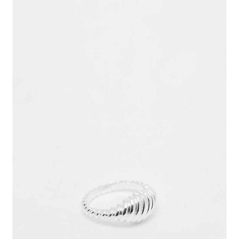 Pieces chunky textured ring in plated sterling silver