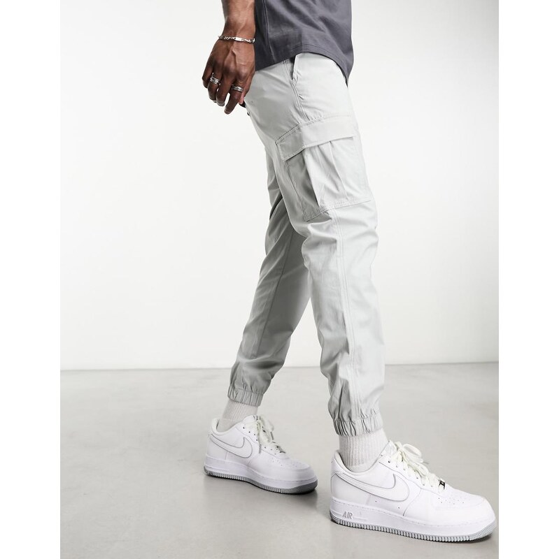 Jack & Jones Intelligence poly cargo trouser in grey