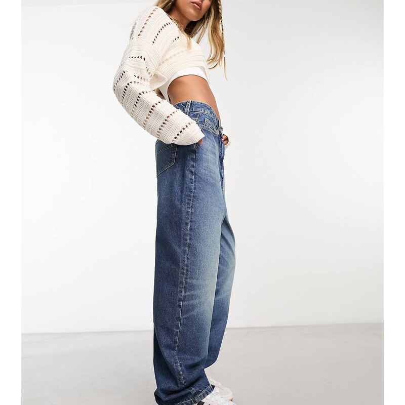 COLLUSION X001 antifit jeans in midwash - MBLUE