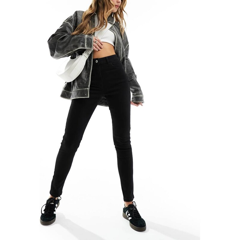 COLLUSION high rise skinny jeans in black - BLACK 105851501