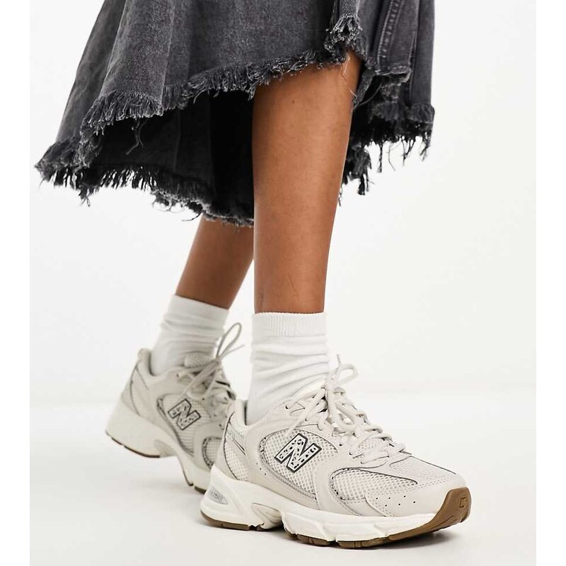 New Balance 530 trainers in beige and leopard print-Neutral