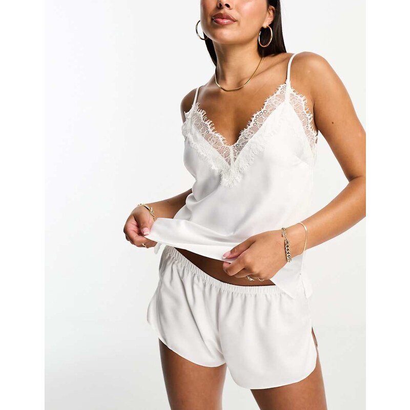 Ann Summers Cerise satin cami set in ivory-White 100061809