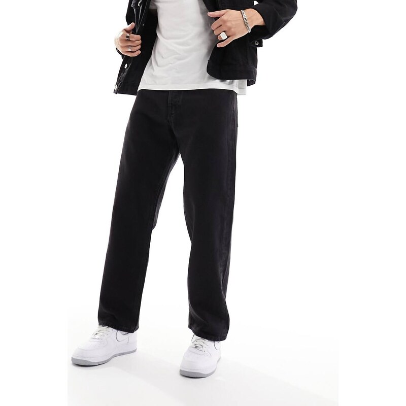 Jack & Jones Alex baggy fit rigid jeans in black