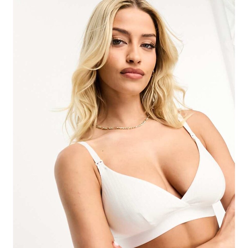 Lindex MOM Maternity elastic nursing bra in white