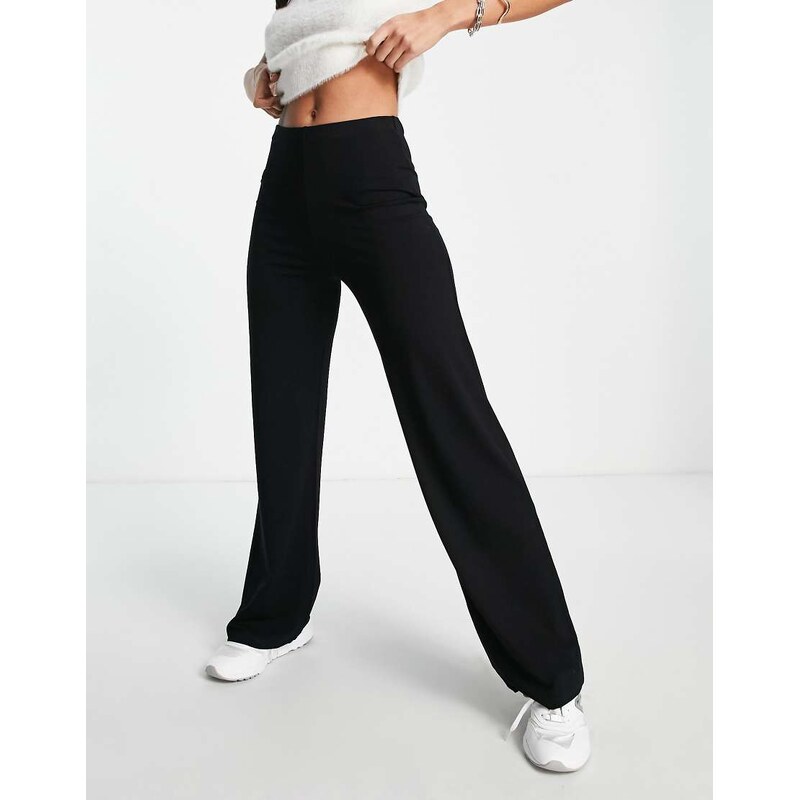 ASOS DESIGN basic wide leg jersey trouser in black