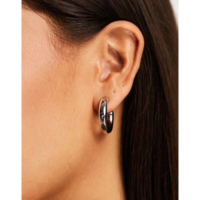 Accessorize small chunky hoop in silver