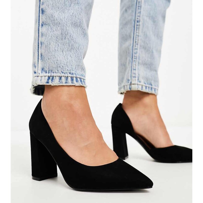 ASOS DESIGN Wide Fit Winston dorsay high heeled shoes in black