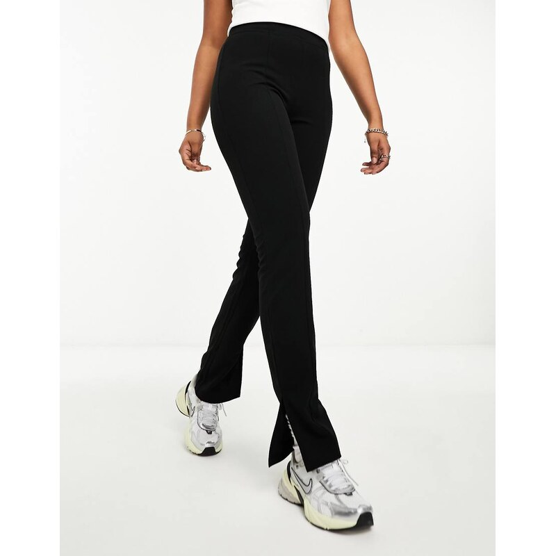 Noisy May high waisted seam detail trousers in black