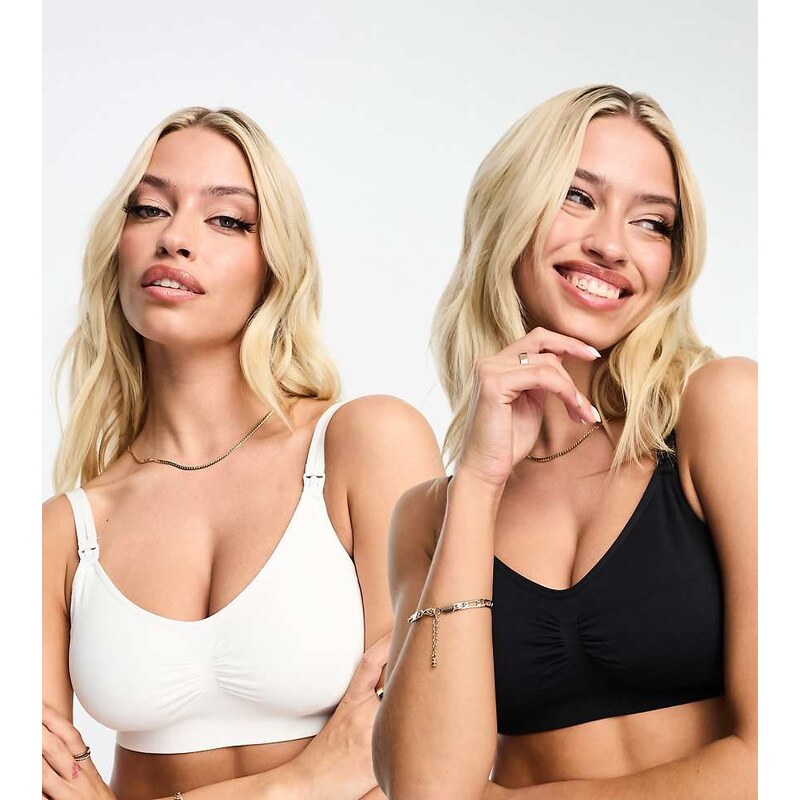 Lindex MOM Maternity 2-pack seamless nursing bras in black