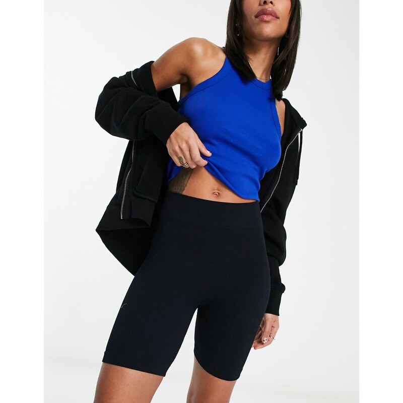 ASOS DESIGN seamless sculpting ribbed legging short in black 100063353