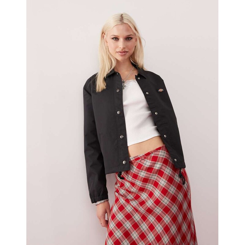 Dickies oakport cropped coach jacket in black