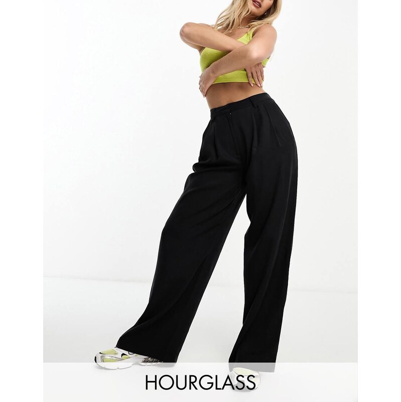 ASOS DESIGN Hourglass casual wide leg trouser in black