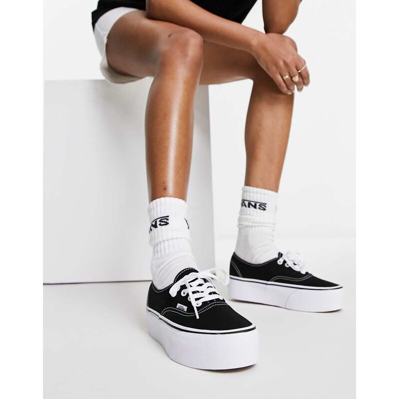 Vans Authentic Stackform Platform trainers in black and white