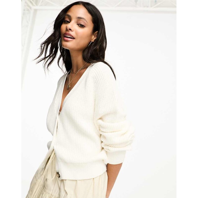 Monki knit cardigan in white