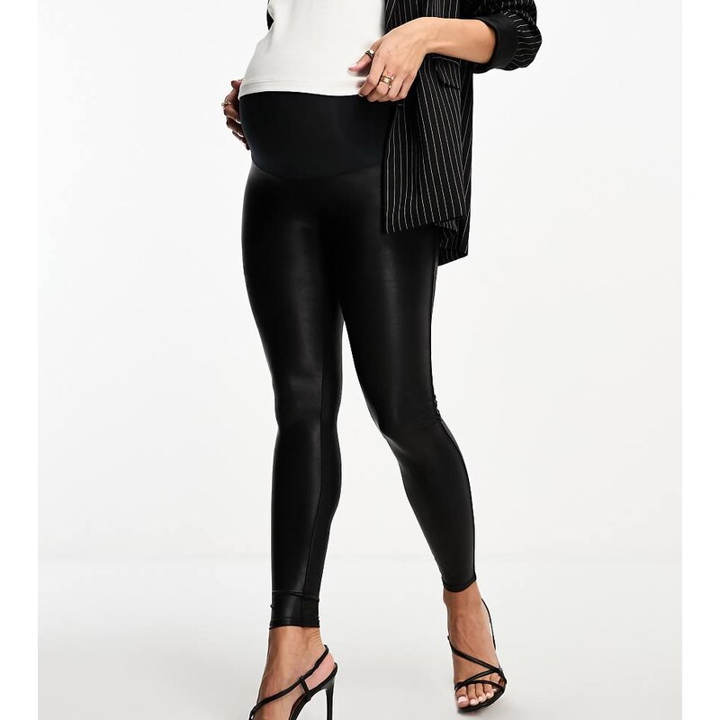 Spanx Mama faux leather high waist sculpting leggings in black 100064065
