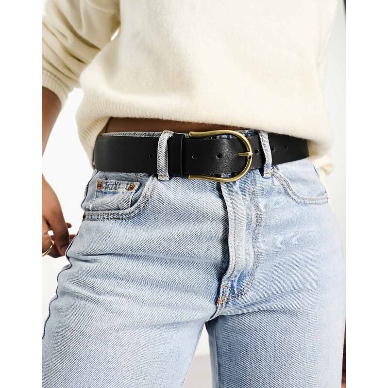 ASOS DESIGN half moon waist and hip jeans belt in black 100064608