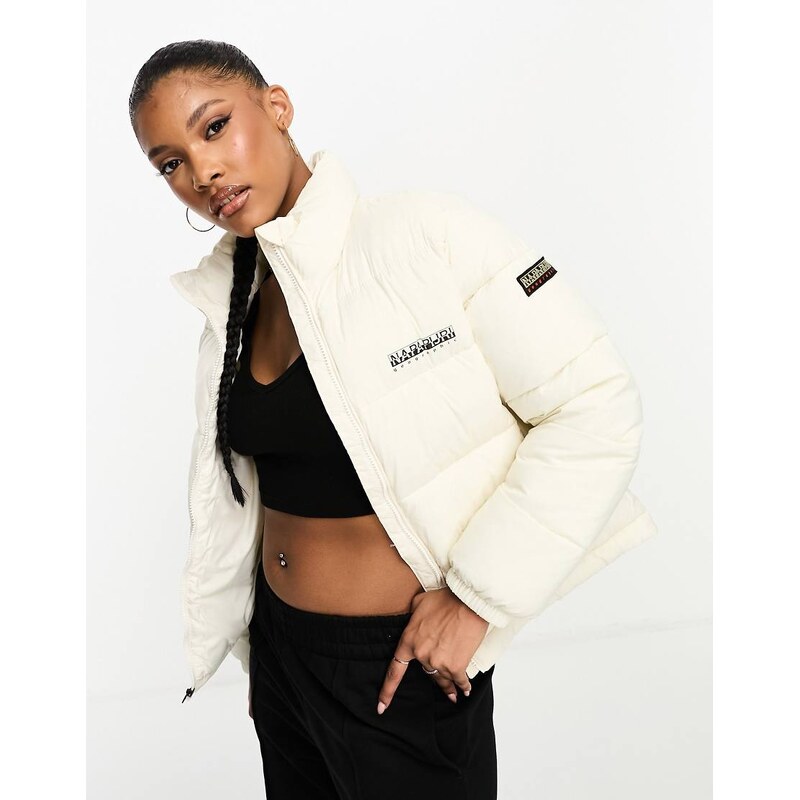 Napapijri Box water-repellent puffer jacket in cream-White 114773209