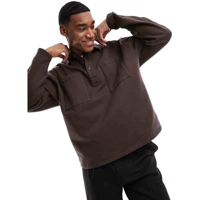 ASOS DESIGN premium heavyweight oversized polo sweatshirt in