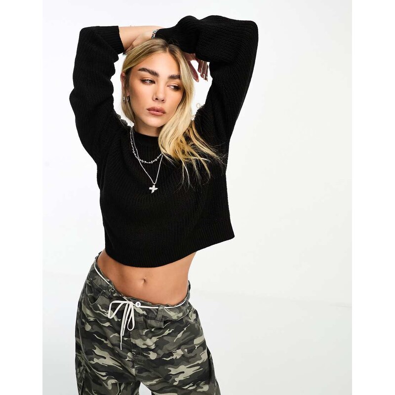 Noisy May crew neck jumper in black 102357956