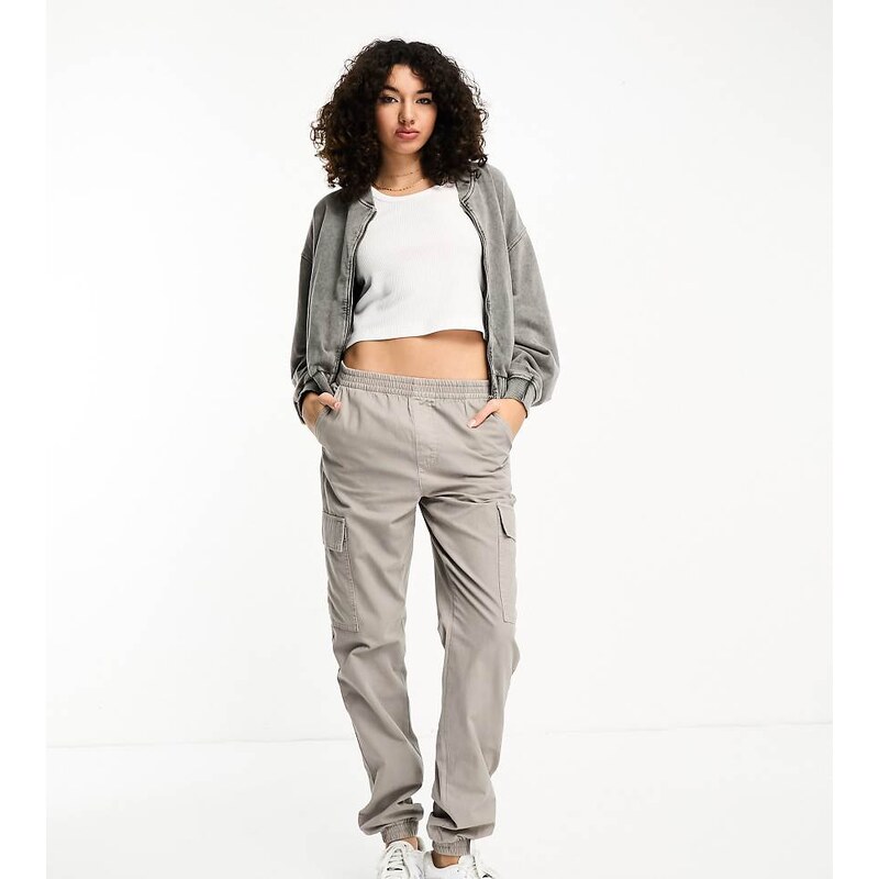 ASOS Tall ASOS DESIGN Tall washed cargo trouser with cuff hem in stone 100065755