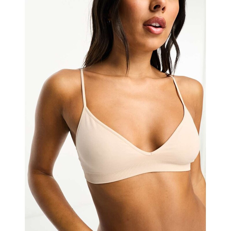 Weekday Cat Seamless triangle bra in beige-Neutral