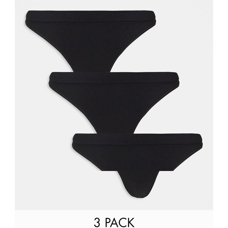 Weekday Cat Seamless 3-pack thong in black