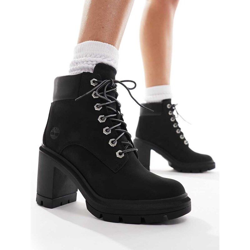 Timberland allington heights 6 inch heeled boots in black nubuck 100065866