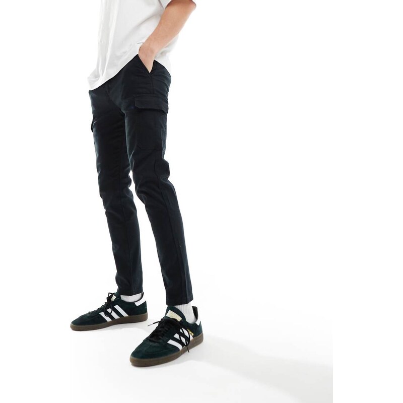 ASOS DESIGN skinny cargo trousers in black