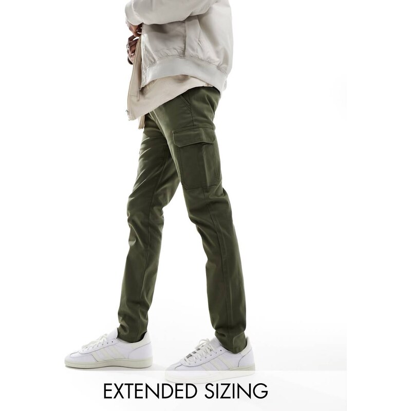 ASOS DESIGN skinny cargo trousers in khaki-Green
