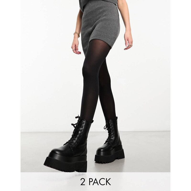 Vero Moda 40 denier 2 pack tights in black