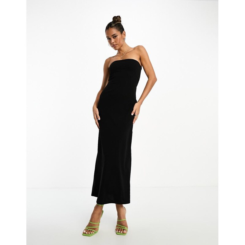 ASOS DESIGN bandeau maxi dress with split hem in black 100066698