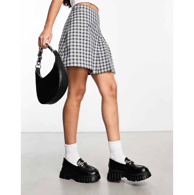Monki mix and match pleated mini skirt in check-Multi 115057620