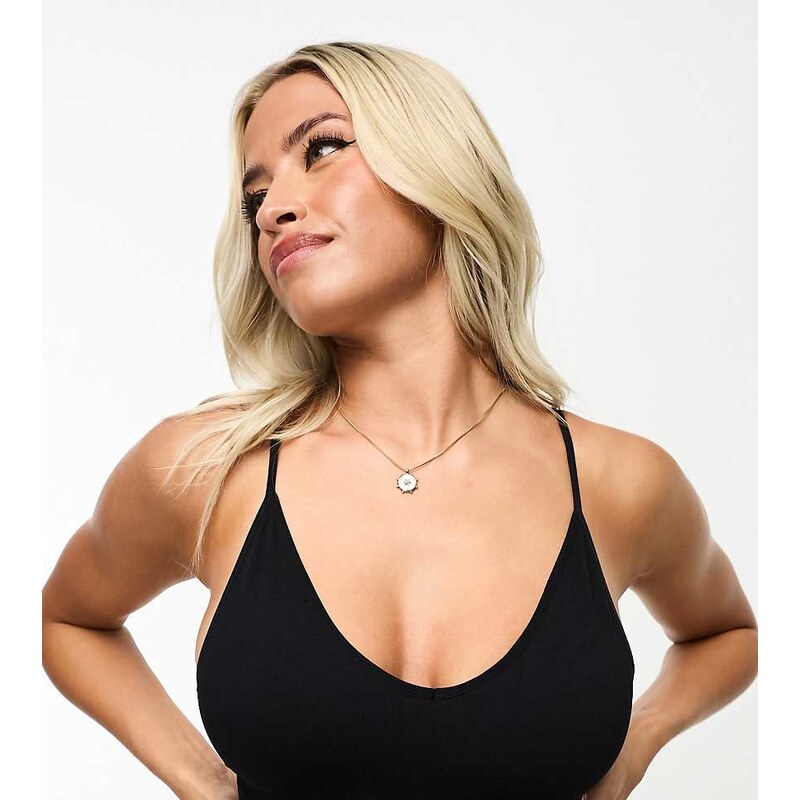 Lindex seamless rib cami bralette in black