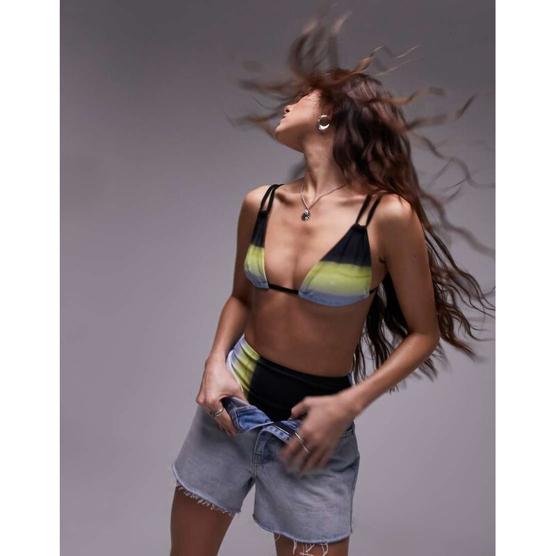 Topshop triangle bikini top with ombre print in multi 100457313