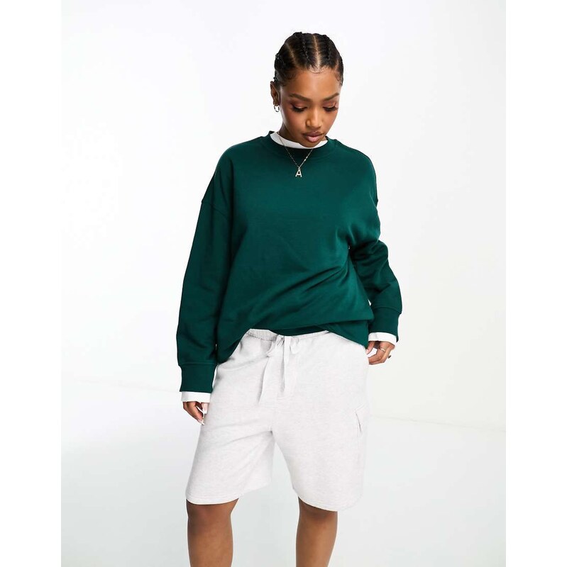 Monki oversized sweatshirt in dark green