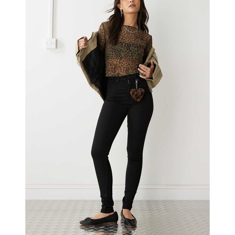 Monki Oki high waist skinny jeans in black 100068864