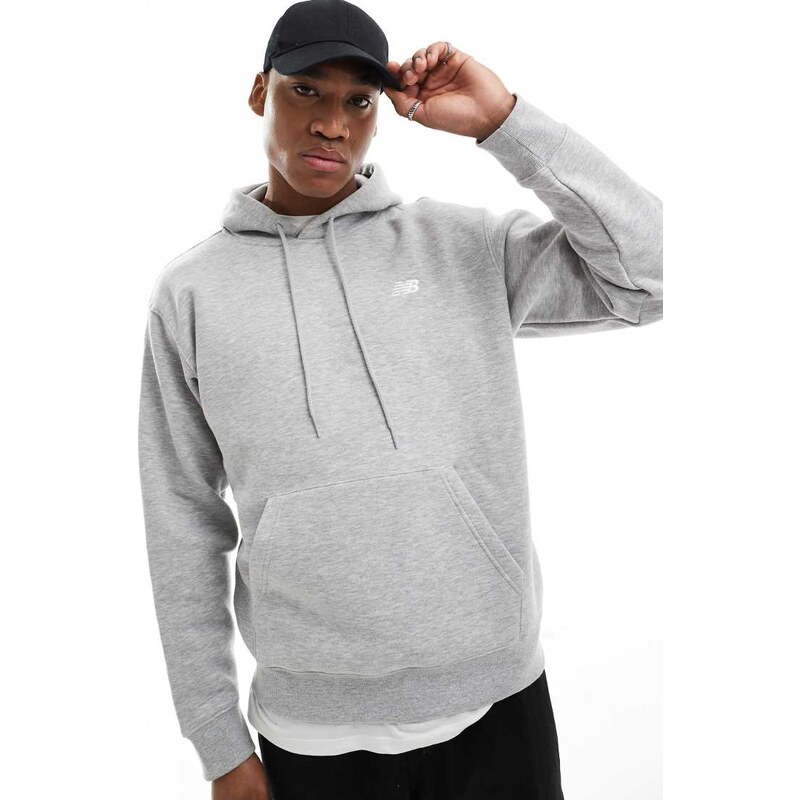 New Balance small logo brushed hoodie in grey