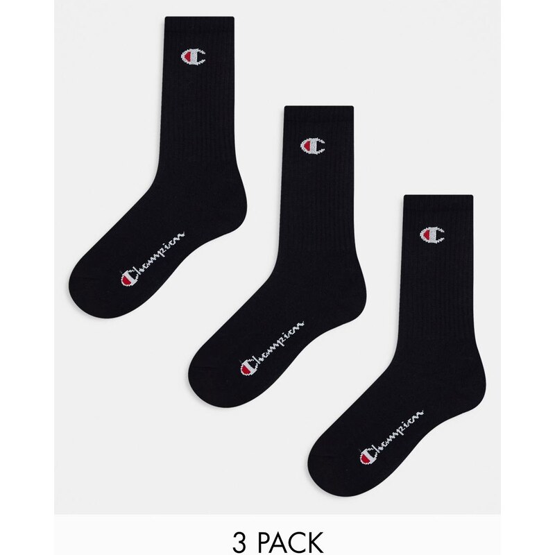 Champion 3 pack crew socks in black