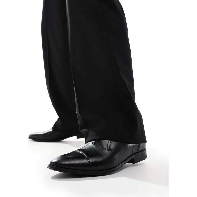 ASOS DESIGN oxford shoes in black leather with toe cap