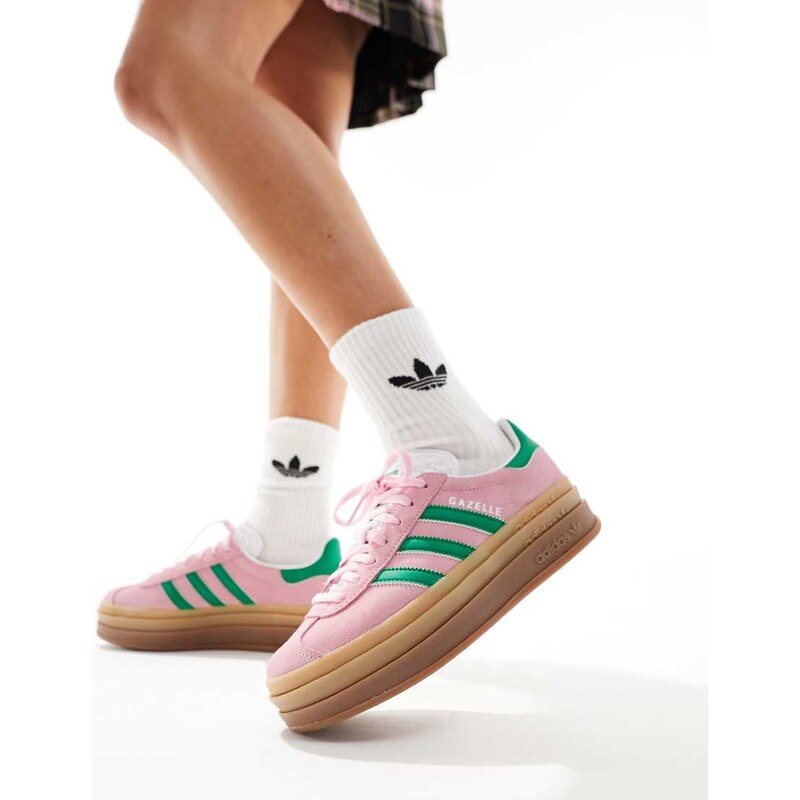 adidas Originals Gazelle Bold trainers in pastel pink and green