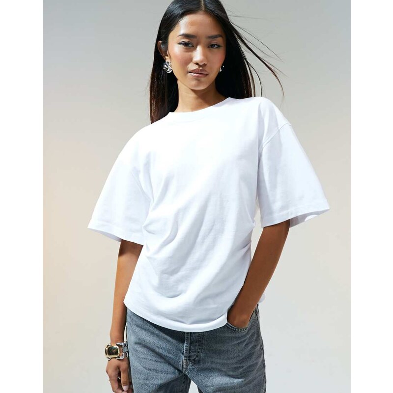 ASOS DESIGN corset waist t-shirt in white