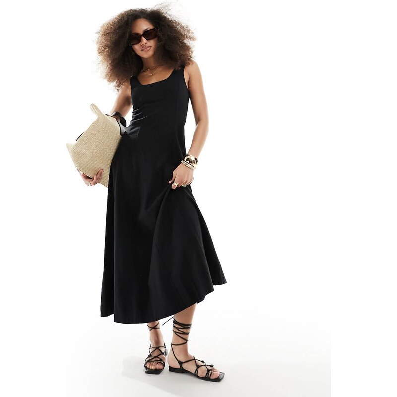 ASOS DESIGN seamed maxi tennis sundress in black