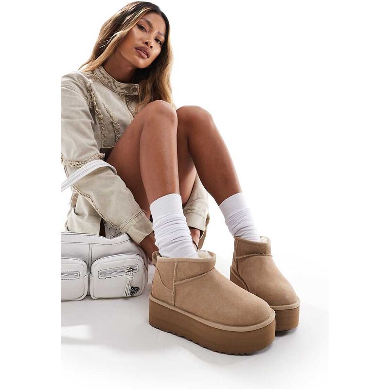 UGG Classic ultra mini platform boots in sand-Neutral